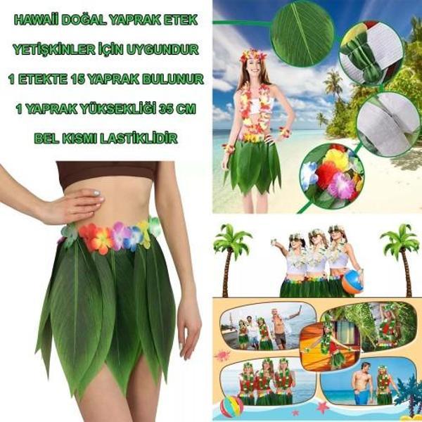 Tropikal Esintili Hawaii Yapraklı Parti Eteği Yetişkin Boy - Image 1