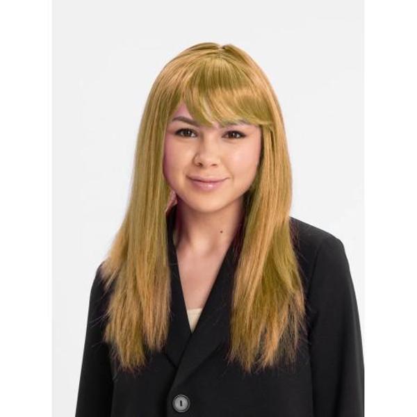Altın Renk Düz Kesim İçi Astarlı Uzun Parti Peruğu - Image 1