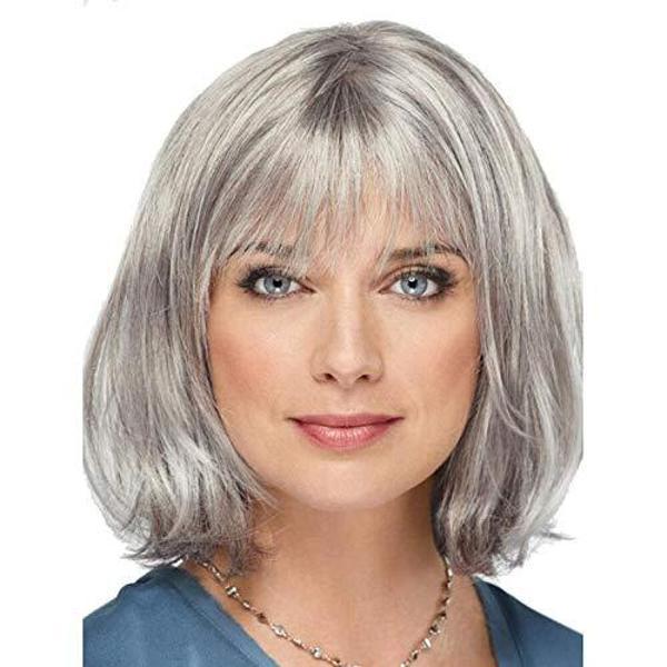 Gri Renk Kısa Saç Yaşlı Peruk Teyze Peruğu - Image 1