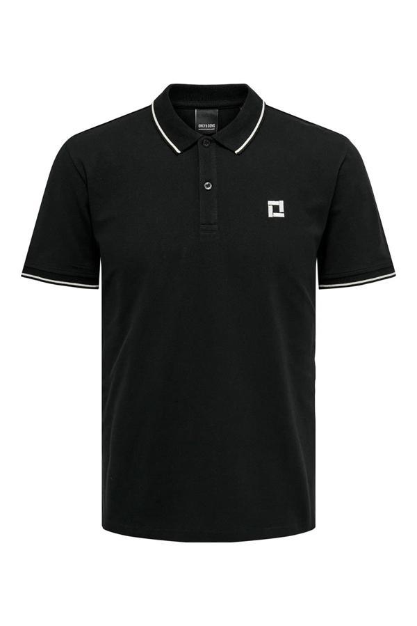 Only & Sons Erkek Onsfletcher Polo Yaka %100 Pamuk T-Shirt 22024827 Siyah - Image 1