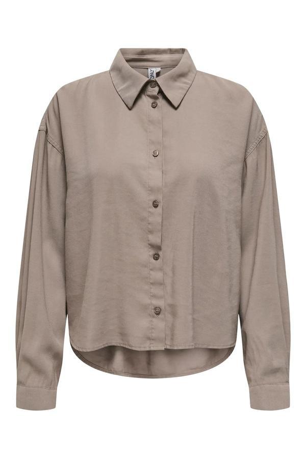 Only Kadın Onlarıs Rahat Kalıp Ön Taraf Kısa Arka Taraf Uzun Gömlek 15337947 Vizon - Image 1