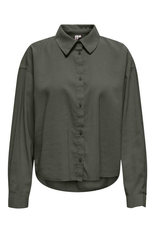 Only Kadın Onlarıs Rahat Kalıp Ön Taraf Kısa Arka Taraf Uzun Gömlek 15337947 Haki - Image 1