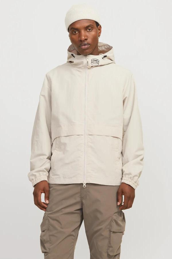Jack&Jones Erkek Jcounıon Kapüşonlu Fermuarlı Ceket 12274049 Taş - Image 1