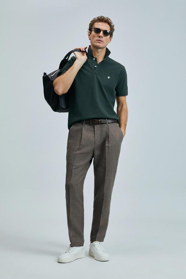 Lufian Erkek Laon Smart Polo T-Shirt 111040206 Haki - Image 1