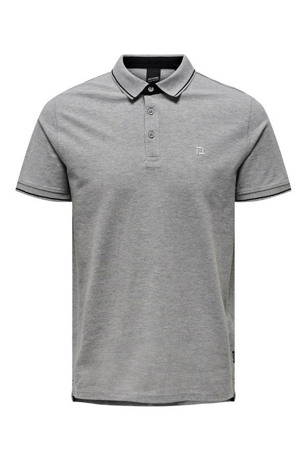 Only & Sons Erkek Onsfletcher Polo Yaka %100 Pamuk T-Shirt 22024827 Gri - Image 1