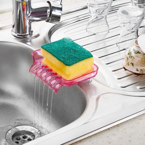 Büro Ev Ofis Banyo Mutfak Düzeni için Vakumlu Drenajlı Süngerlik Katı Sabunluk - Image 1