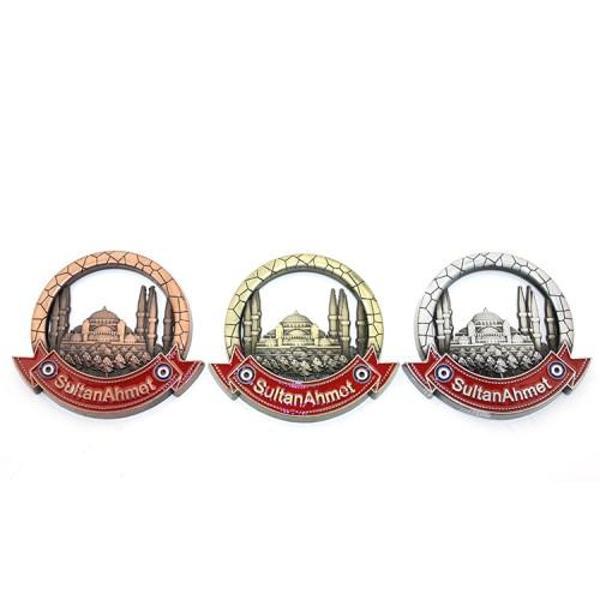 Büro Ev Ofis Dekoru için İstanbul Hediyesi Sultanahmet Stil Oval Metal Magnet - Image 1