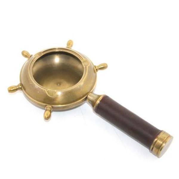 Büro Ev Ofis Dekoru için Pirinç Yapım Dümenli Tutmalı Kül Tablası Küllük - Image 1