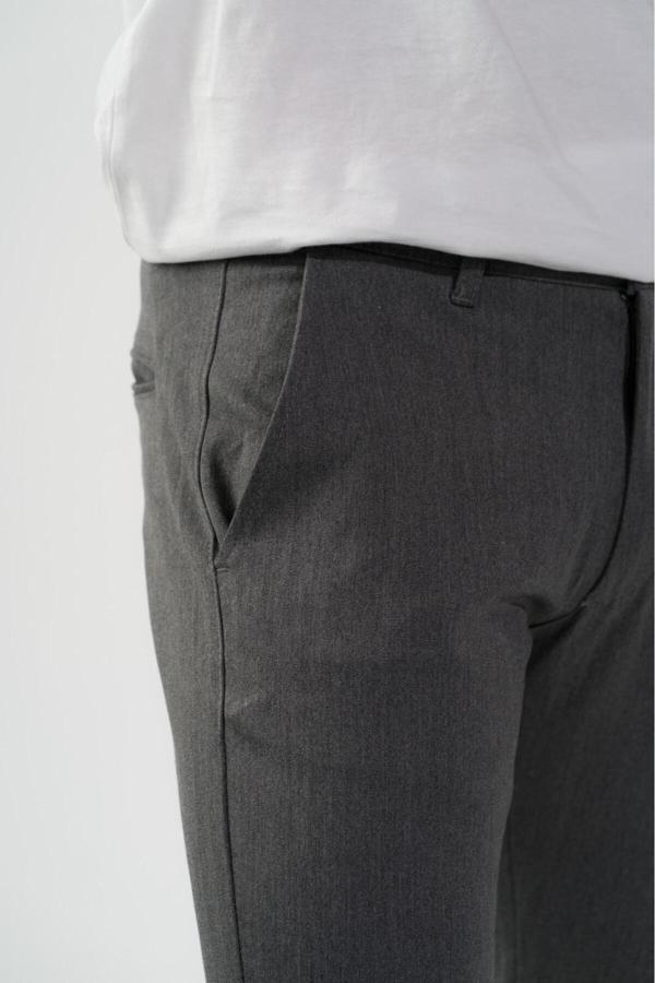 Drappe Esnek Kumaş Slim Fit Chino Erkek Pantolon Antrasit - Image 1