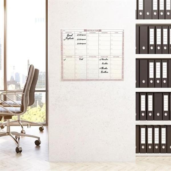Büro Ev Ofis için 40x50CM Manyetik Yapışır Yazılır Kalemli Şeffaf Haftalık Duvar Planı - Image 1