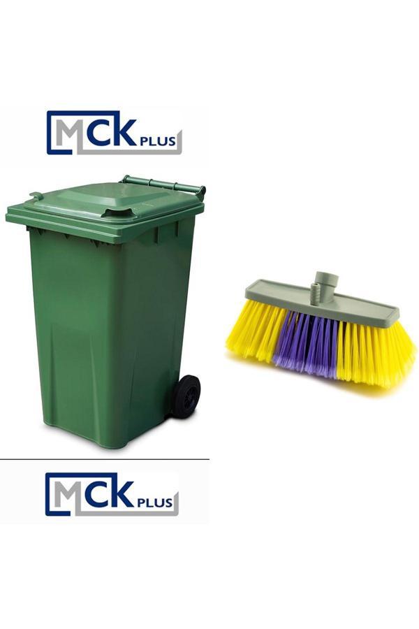 Mck Plus Fırçalı Yeşil Plastik Çöp Konteyneri Takımı 240 Litre Konteyner - Isıya Dayanıklı Malzeme - Yeşil - Image 1