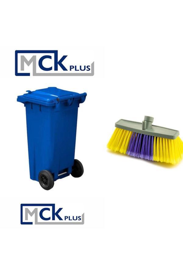 Mck Plus Fırçalı Mavi Plastik Çöp Konteyneri Takımı 120 Litre Konteyner - Isıya Dayanıklı Malzeme - Mavi - Image 1