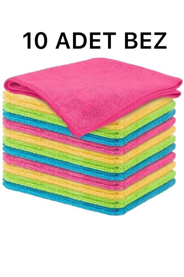 Mck Plus Mikrofiber Temizlik Bezi 10'Lu 40X40 Mutfak Yer Banyo Temizleme Bezi Havlu Bez Karısık Renk - Image 1