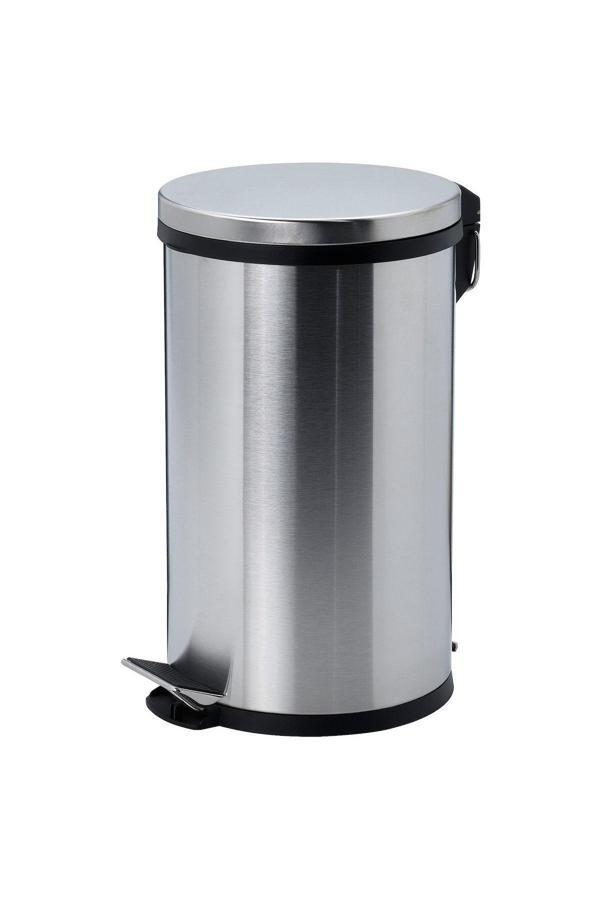 Mck Plus 12 Litre Krom Metal Paslanmaz Çöp Kovası Çöp Kutusu Pedallı Amortisörlü Kapak - Image 1