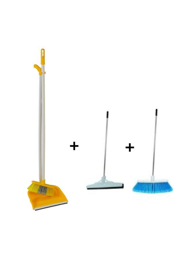 Mck Plus 3'Lu Temizlik Seti  Metal Sapli Firca Cekpas,Cekcek  Lux Katlanabilir Faras - Image 1