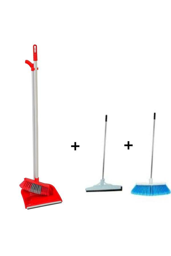 Mck Plus 3'Lu Temizlik Seti  Metal Sapli Firca Cekpas,Cekcek  Lux Katlanabilir Faras - Image 1