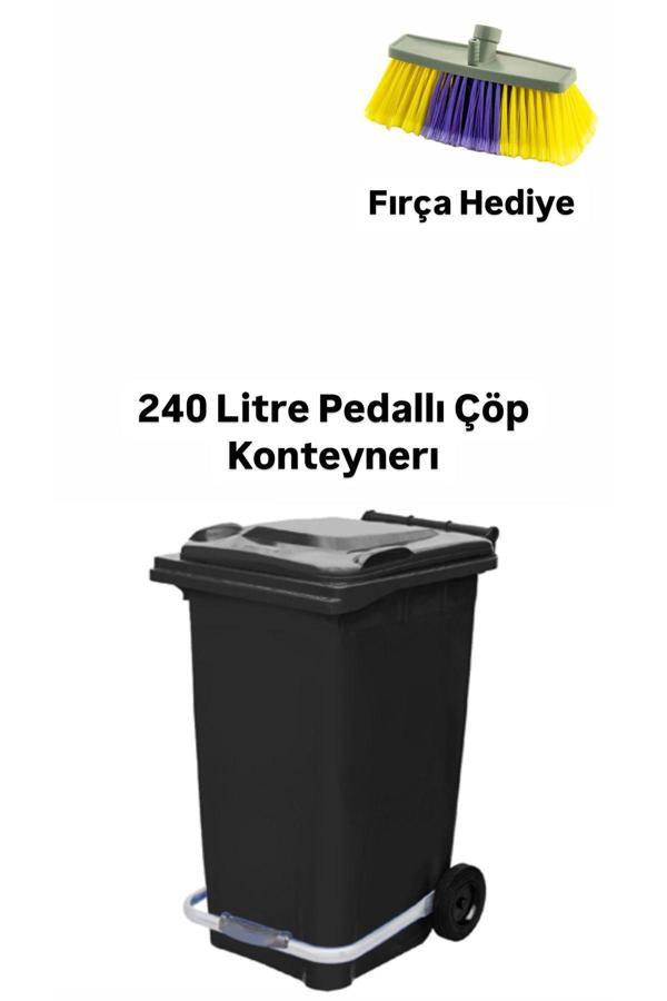 Mck Plus Siyah Plastik Metal Pedallı Çöp Konteyneri 240 Litre Konteyner - Isıya Dayanıklı Malzeme - Siyah - Image 1
