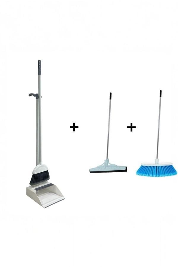 Mck Plus 3'Lu Temizlik Seti Metal Sapli Firca Cekpas,Cekcek Tarakli Katlanabilir Faras - Image 1