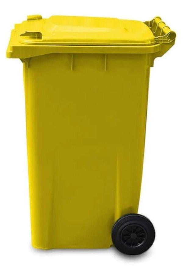 Mck Plus Sarı Plastik Çöp Konteyneri 240 Litre Konteyner - A+ Isıya Dayanıklı Malzeme - Sarı Paspas - Image 1