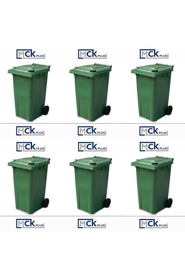 Mck Plus 6 Adet Yeşil Renk Plastik Çöp Konteyneri Çöp Kovası 240 Lt - Image 1