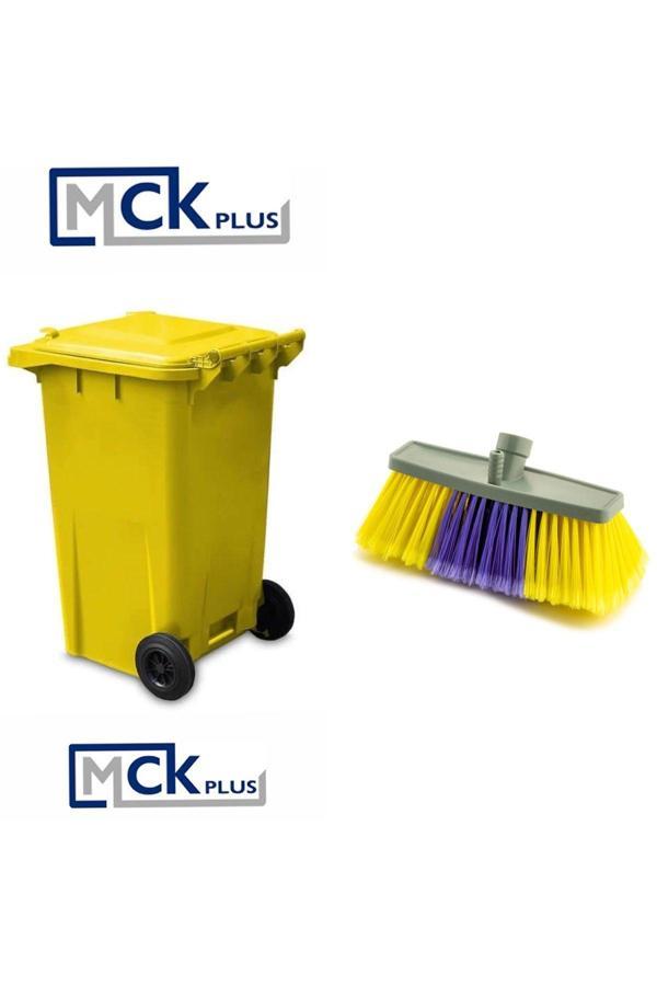 Mck Plus Fırçalı Sarı Plastik Çöp Konteyneri Takımı 240 Litre Konteyner - Isıya Dayanıklı Malzeme - Sarı - Image 1
