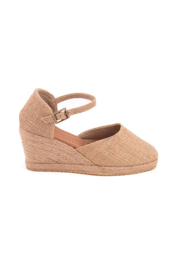 Gerçek Elişi Hasır Dolgu Topuk Keten Hasır Espadril Handmade - Image 1
