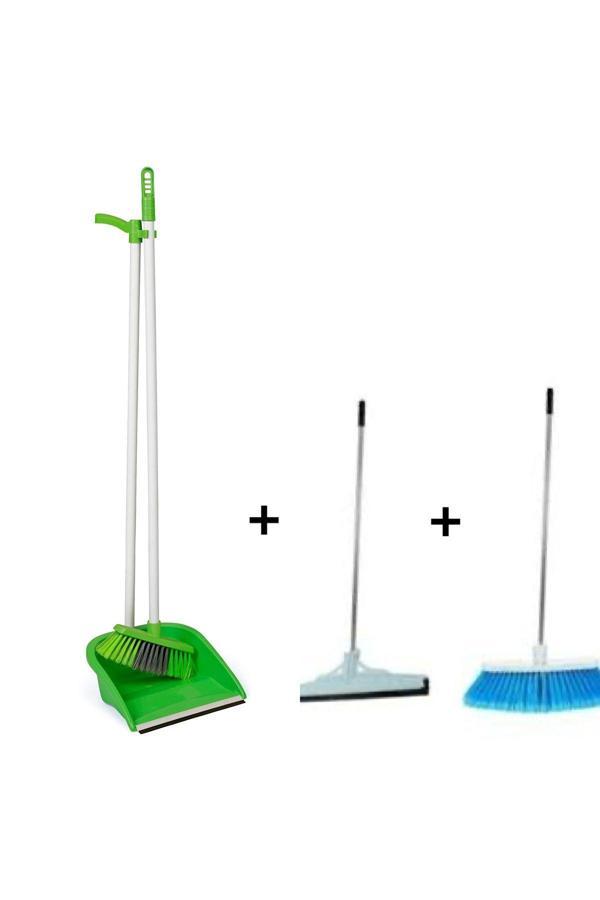 Mck Plus 3'Lu Temizlik Seti  Metal Sapli Firca Cekpas,Cekcek  Lux Katlanabilir Faras - Image 1