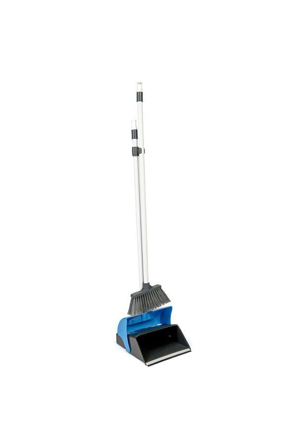 Mck Plus Kapaklı Hazneli Çok Amaçlı Saplı Fırçalı Faraş Seti (Mavi Renk) - Image 1