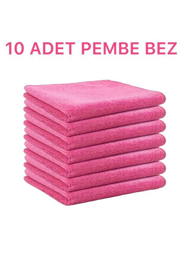Mck Plus Mikrofiber Temizlik Bezi 10'Lu 40X40 Mutfak Yer Banyo Temizleme Bezi Havlu Bez Pembe Renk - Image 1