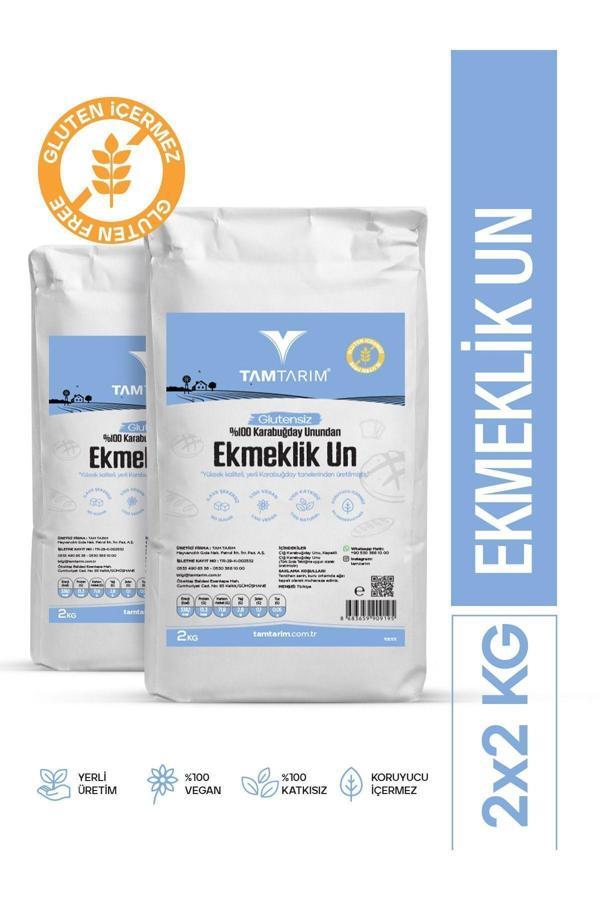 Tam Tarım 2 Adet - Glutensiz %100 Tam Çiğ Karabuğday Unundan Ekmeklik Un 2 Kg - Image 1