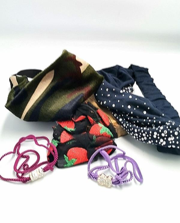 Renkli Desenli Taç Toka Bandana Set - Image 1
