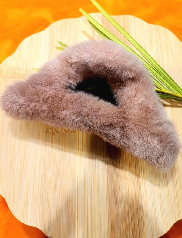 Monalisa Home Lüks Figürlü Kahverengi  Peluş Mandal Toka - Image 1