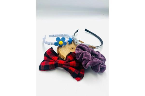 Renkli Desenli Taç Toka Bandana Set - Image 1