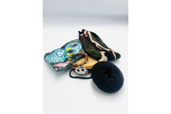 Renkli Desenli Taç Toka Bandana Set - Image 1