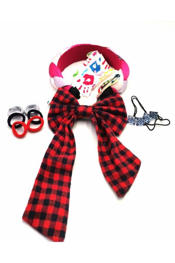 Renkli Desenli Taç Toka Bandana Set - Image 1