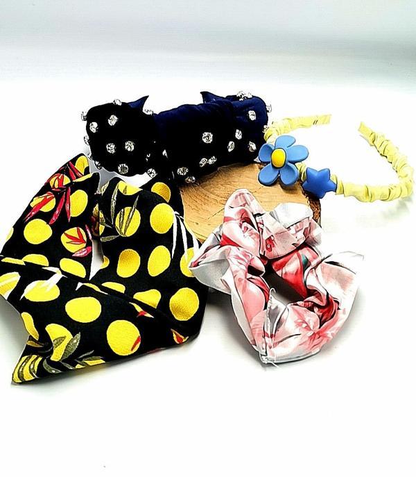 Renkli Desenli Taç Toka Bandana Set - Image 1