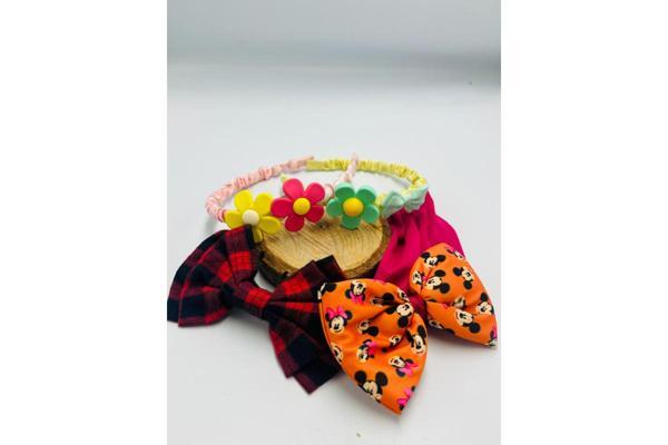 Renkli Desenli Taç Toka Bandana Set - Image 1