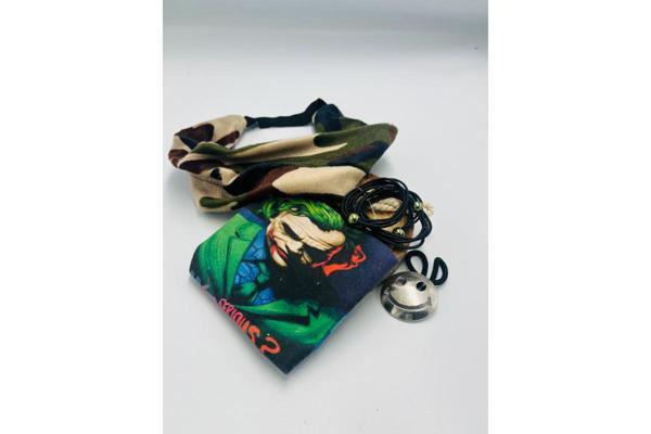 Renkli Desenli Taç Toka Bandana Set - Image 1