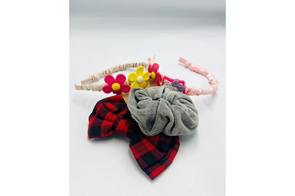 Renkli Desenli Taç Toka Bandana Set - Image 1