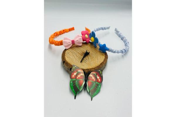 Renkli Desenli Taç Toka Bandana Set - Image 1