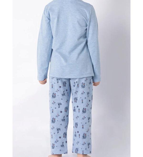 Doremi Erkek Çocuk Pijama Takımı mavi melanj - Image 1