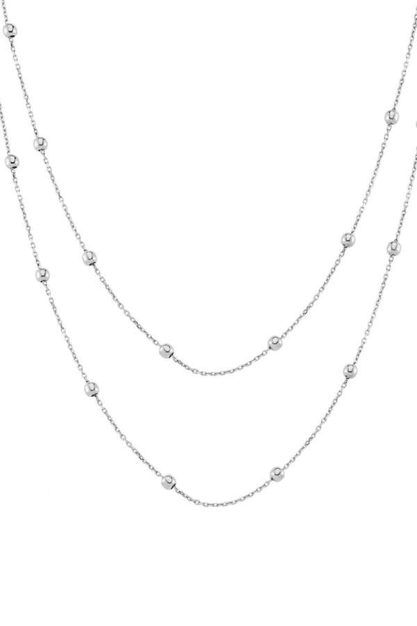 Azuris Silver Azuris 925 Ayar Gümüş Toplu Zincir Ikili Kolye 50 Cm - Image 1