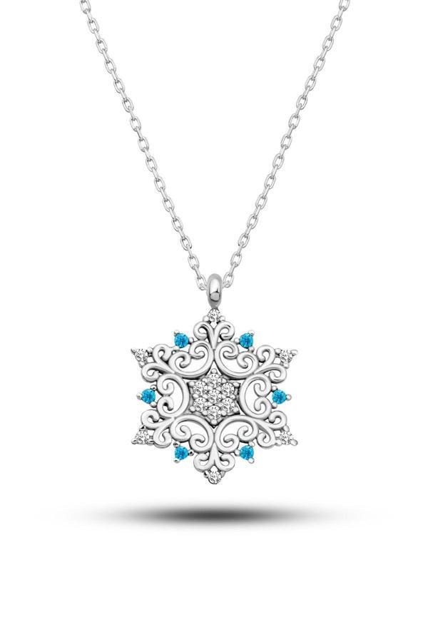 Azuris Silver Azuris Silver 925K Gümüş Taşlı Kar Tanesi Kolye - Image 1