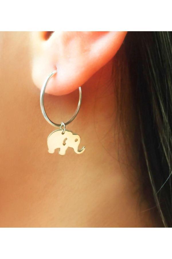 Azuris 925 Ayar Gümüş Fil Küpe - Image 1