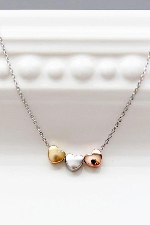 Rachon Azuris 925K Gümüş Üç Renk Kalpler Kolye - Image 1