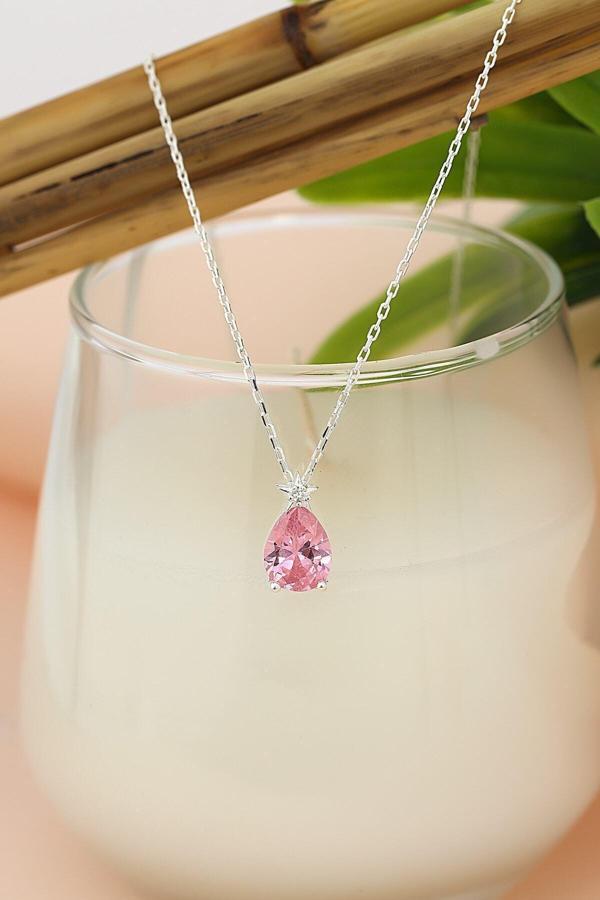 Azuris Silver Azuris 925K Gümüş Pink Kuvars Gece Yıldızı Kolye - Image 1