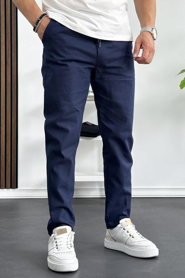 Erkek Rahat Kesim İnce Keten Pantolon Lacivert Edw114 - Image 1