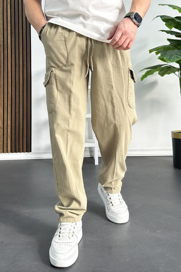 Erkek Baggy Kalıp Kargo Cepli Pantolon Kahverengi Edw131 - Image 1