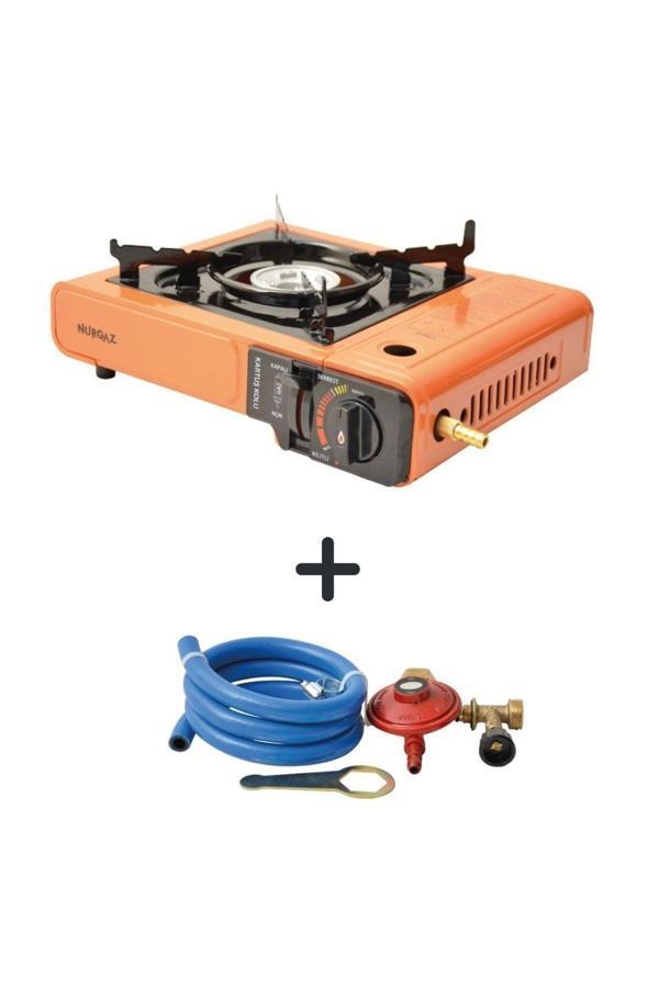 Tekli Portatif Ocak Turuncu+Hortum Dedantör Set - Image 1
