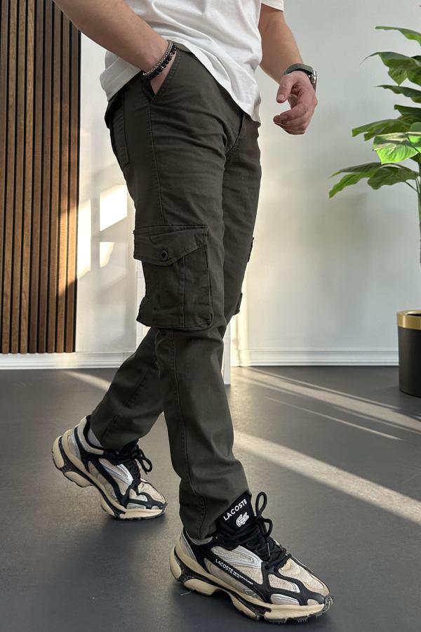 Erkek Regular Kargo Cepli Pantolon Yeşil Edw232 - Image 1